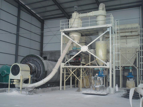 Quartz powder ball mill and air classifier production line in a mineral factory in Shandong